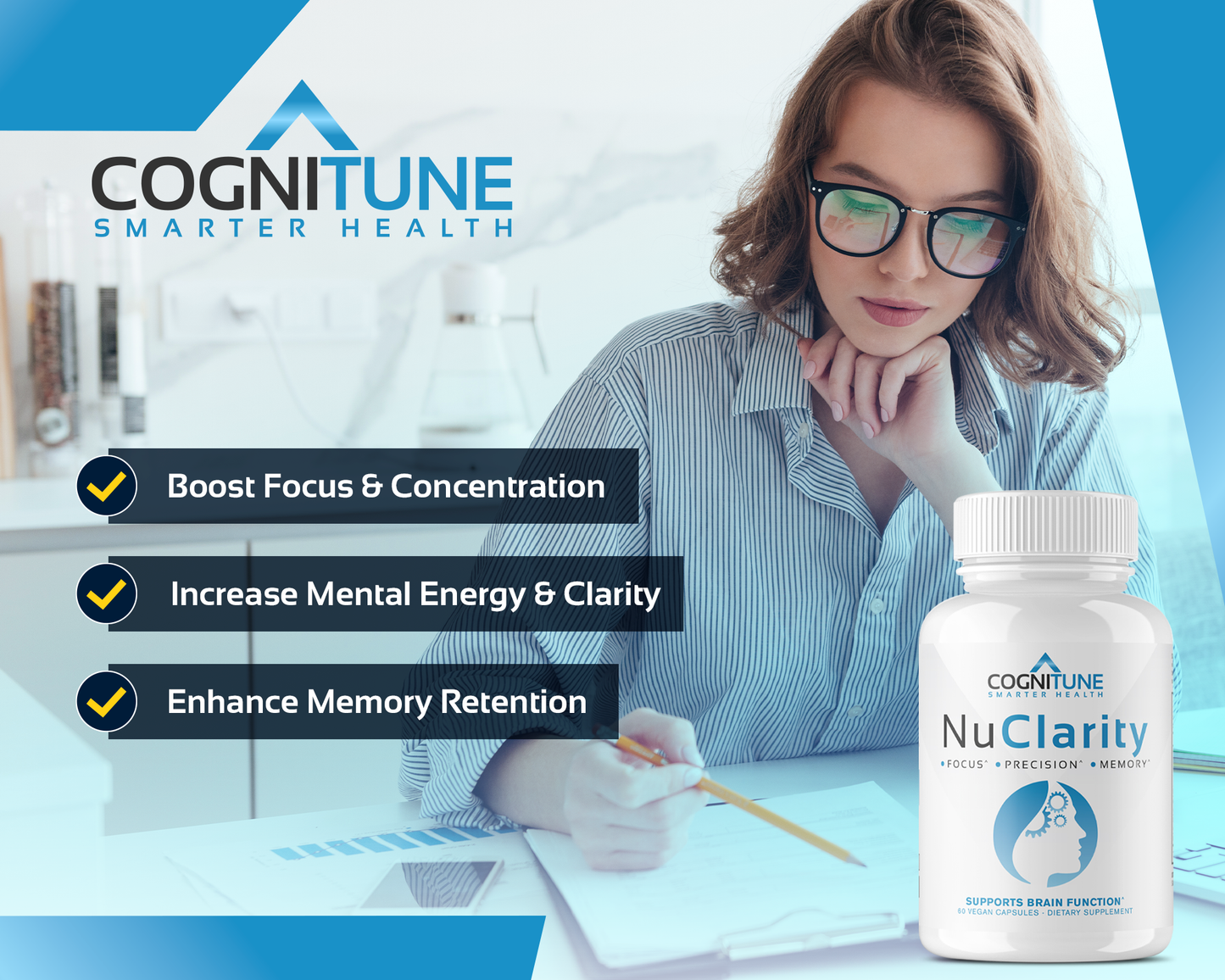 NuClarity Nootropic Brain Supplement, 60 Capsules