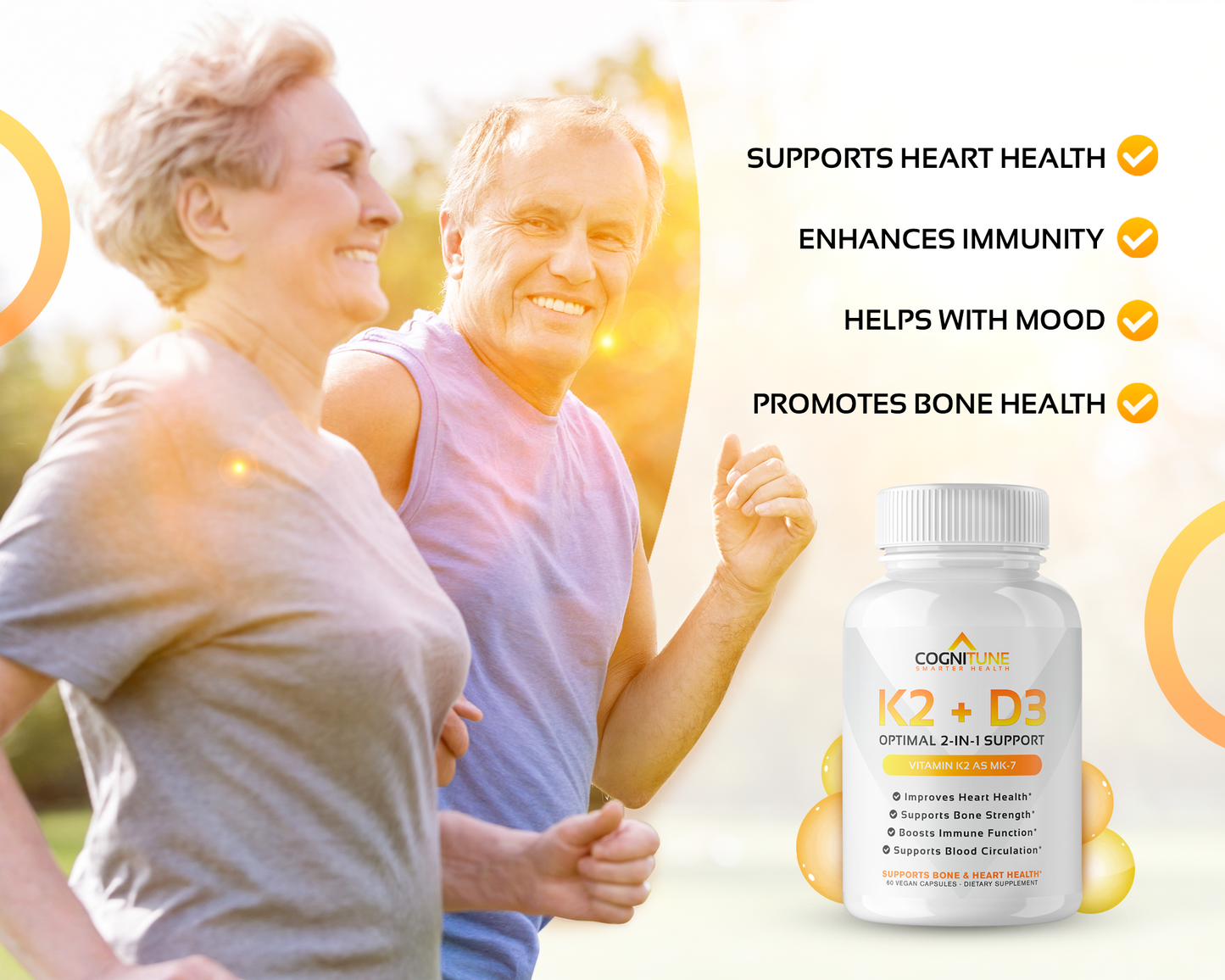 Vitamin K2 + D3, Supports Heart, Bone & Immune System Health, 60-Day Supply
