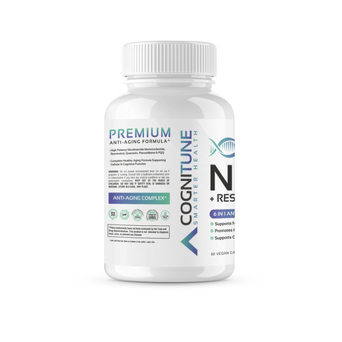 NMN Resveratrol supplement right side product view – CogniTune