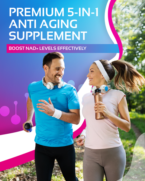 NR + Resveratrol Supplement - Increase NAD+, DNA & Cellular Health, Longevity, Vitality