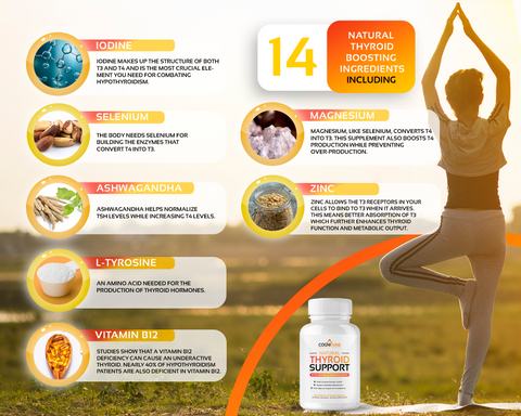 Complete Thyroid Support Supplement -  Boost Metabolism, Energy & Focus, 60 Capsules