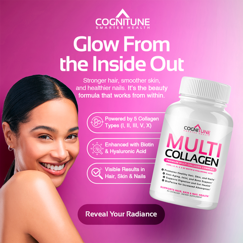 Multi Collagen Complex - Promote a Youthful Glow, Supports Hair, Skin & Nails, 120 Capsules