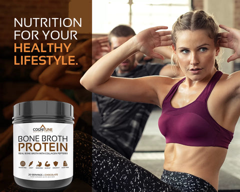 Bone Broth Protein Powder Chocolate Flavor, 20g Protein & Essential Amino Acids, 20 servings