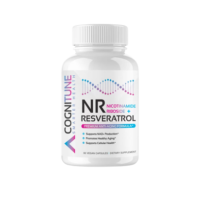 NR + Resveratrol Supplement - Increase NAD+, DNA & Cellular Health, Longevity, Vitality