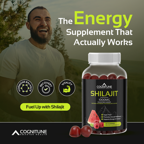 Shilajit Gummies - Energy & Vitality, Sugar Free Natural Raspberry Watermelon Flavor