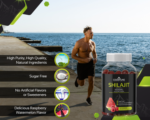 Shilajit Gummies - Energy & Vitality, Sugar Free Natural Raspberry Watermelon Flavor