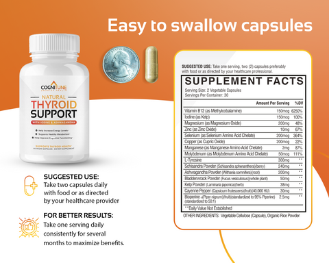 Thyroid Support, Boost Metabolism, Energy & Focus, 60 Capsules