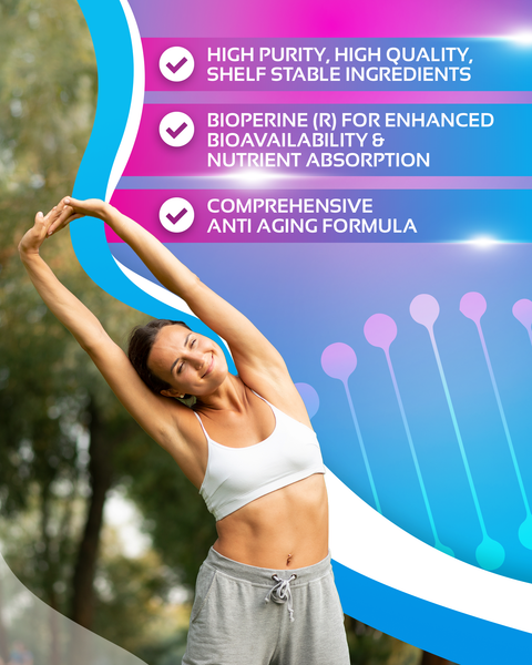NR + Resveratrol Supplement - Increase NAD+, DNA & Cellular Health, Longevity, Vitality