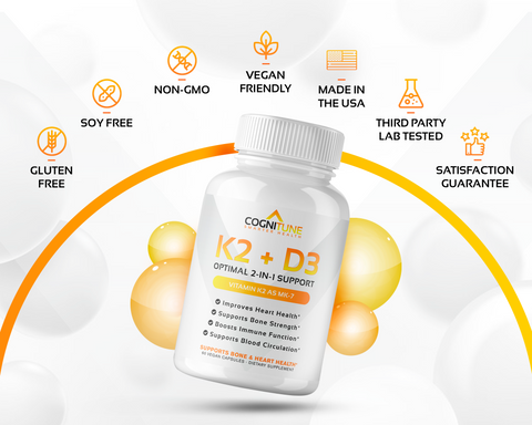 Vitamin K2 + D3, Supports Heart, Bone & Immune System Health, 60-Day Supply