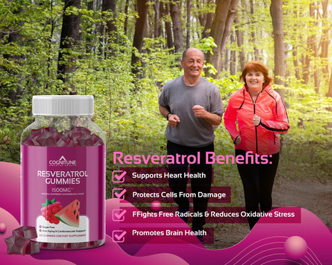 Resveratrol Gummies Supplement - Support Heart, Brain & Cellular Health, Sugar Free, Raspberry Watermelon Flavor