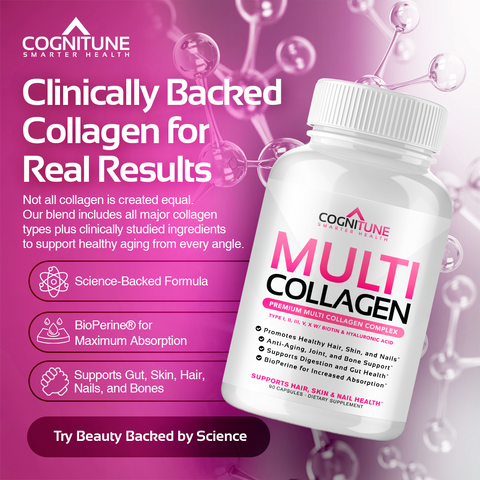 Multi Collagen Complex - Promote a Youthful Glow, Supports Hair, Skin & Nails, 120 Capsules