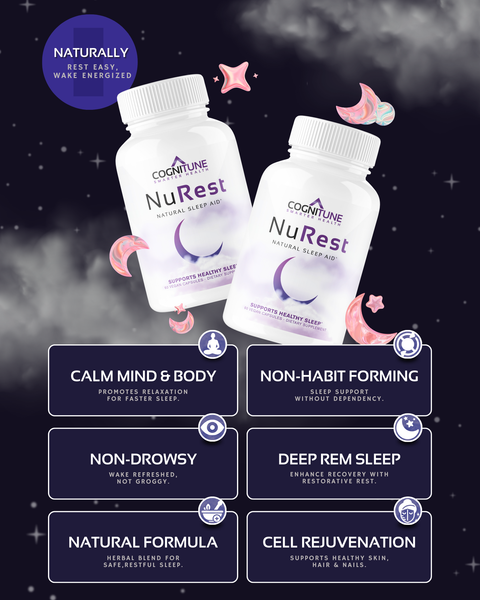 NuRest Herbal Sleep Aid - Naturally Fall Asleep Faster & Stay Asleep Longer, 60 Capsules