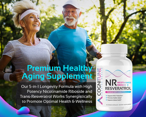 NR + Resveratrol Supplement - Increase NAD+, DNA & Cellular Health, Longevity, Vitality
