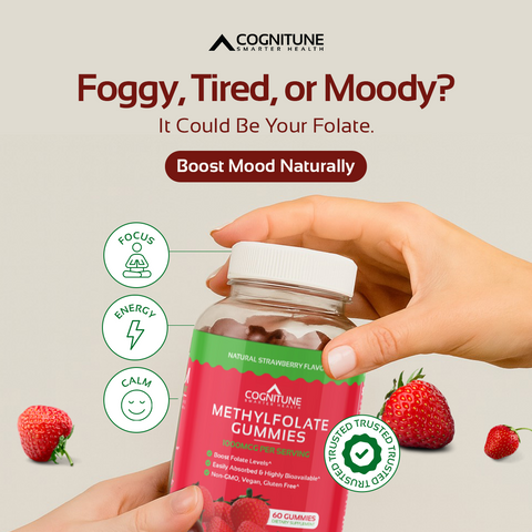 Methylfolate Gummies - Clarity + Calm, Great for Kids & Adults, Natural Strawberry Flavor