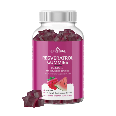 Resveratrol Gummies Supplement - Support Heart, Brain & Cellular Health, Sugar Free, Raspberry Watermelon Flavor