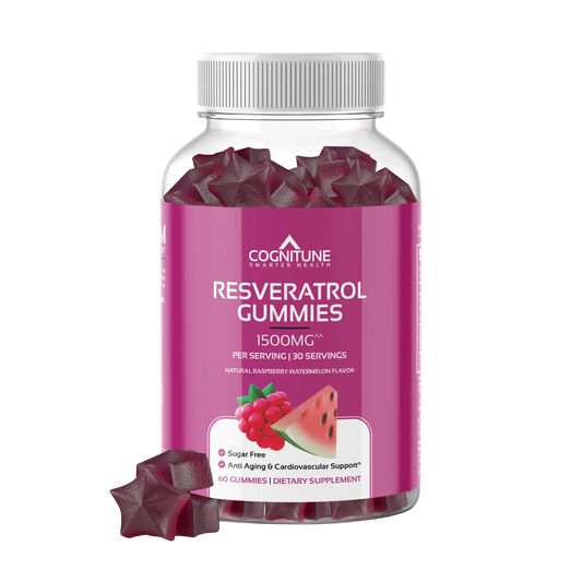 Resveratrol Gummies Supplement - Support Heart, Brain & Cellular Health, Sugar Free, Raspberry Watermelon Flavor