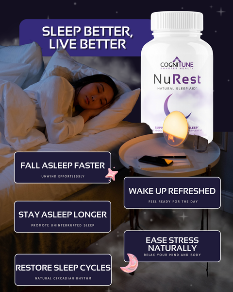 NuRest Herbal Sleep Aid - Naturally Fall Asleep Faster & Stay Asleep Longer, 60 Capsules