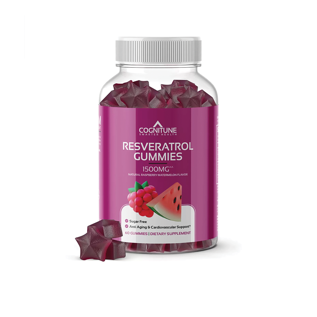 Resveratrol Gummies Supplement - Support Heart, Brain & Cellular Health, Sugar Free, Raspberry Watermelon Flavor