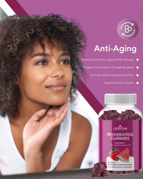 Resveratrol Gummies Supplement - Support Heart, Brain & Cellular Health, Sugar Free, Raspberry Watermelon Flavor
