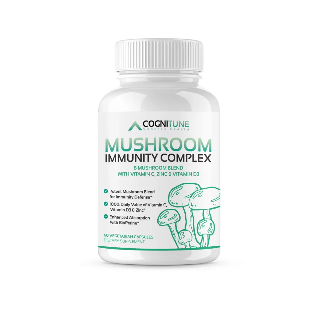 Mushroom Immune Support Supplement — 8 Mushroom Blend + Vitamin C, D3 & Zinc, 30 Servings